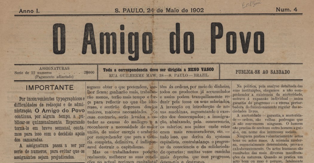 Imprensa anarquista de São Paulo tinha operários portugueses, italianos e espanhóis à frente