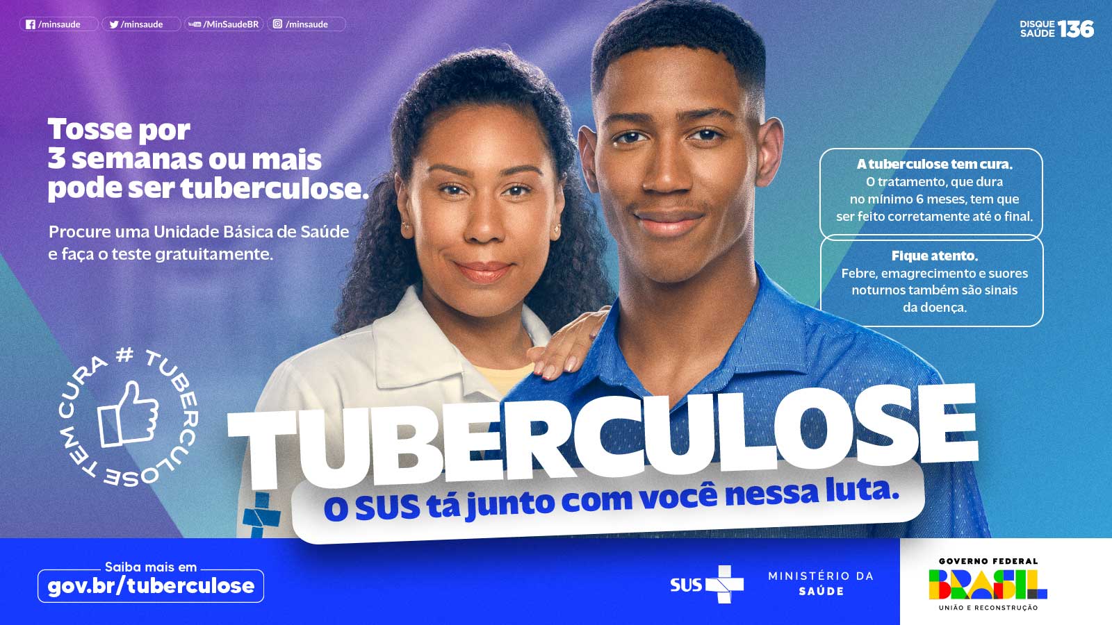 Ministério da Saúde lança campanha nacional de combate à tuberculose e incentiva vacinação