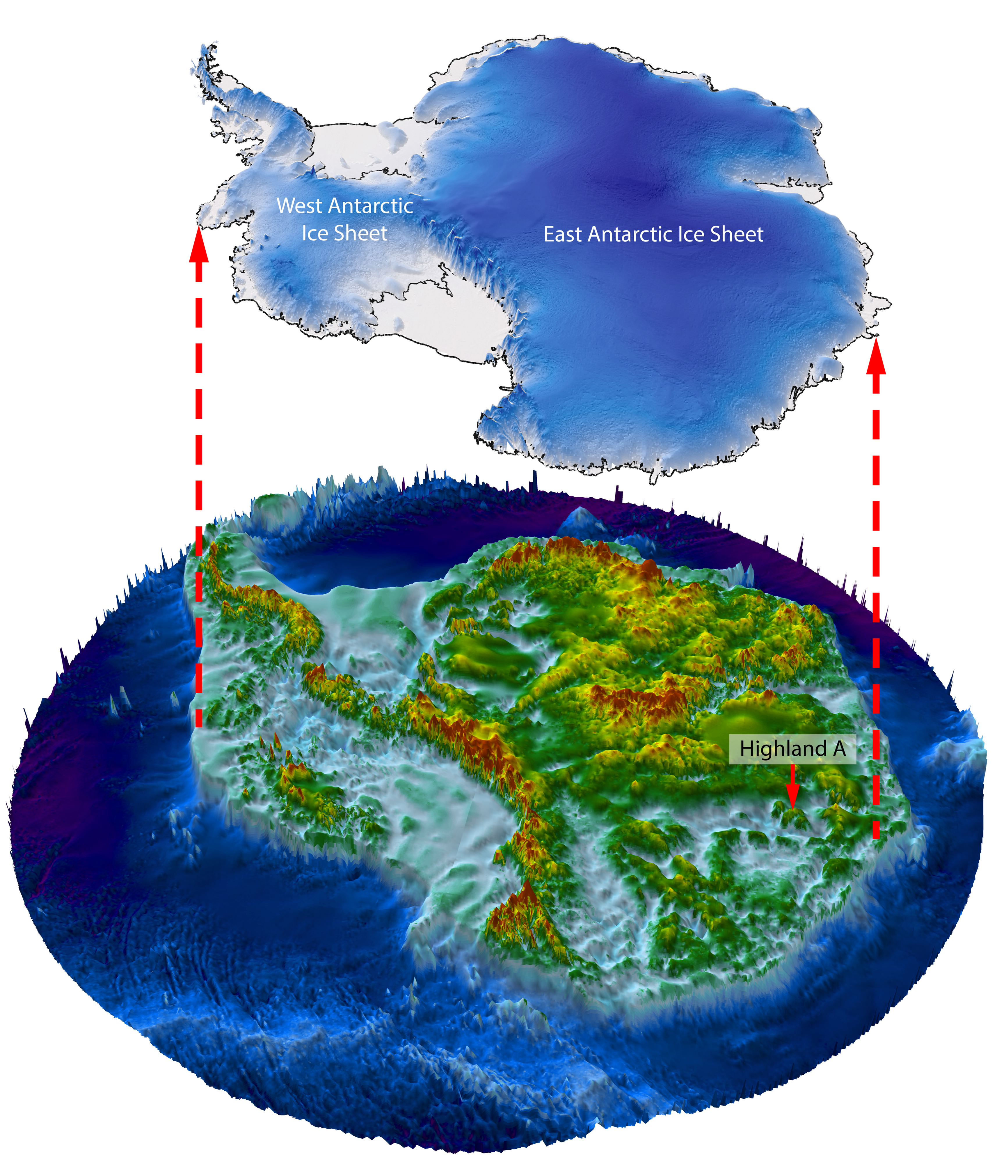 Pesquisadores descobrem paisagem cortada por rios sob o gelo da Antártica