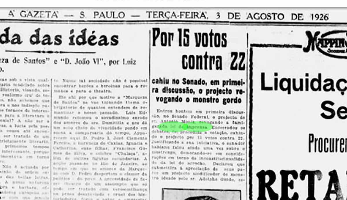 Há 100 anos, o Senado mantinha lei que punia a imprensa e limitava críticas